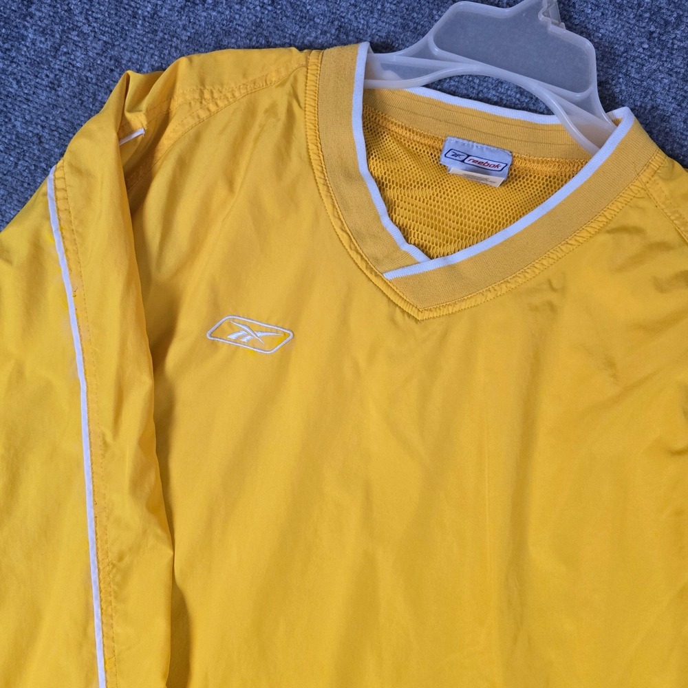 Reebok‎ Yellow V Neck Athletic Pullover Jacket Men's Size 2XL Pockets